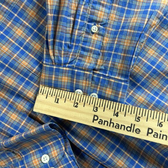 Coastal Cotton Plaid Long Sleeve Classic Fit Blue/Org Button Down Shirt Mens XXL - Picture 6 of 10
